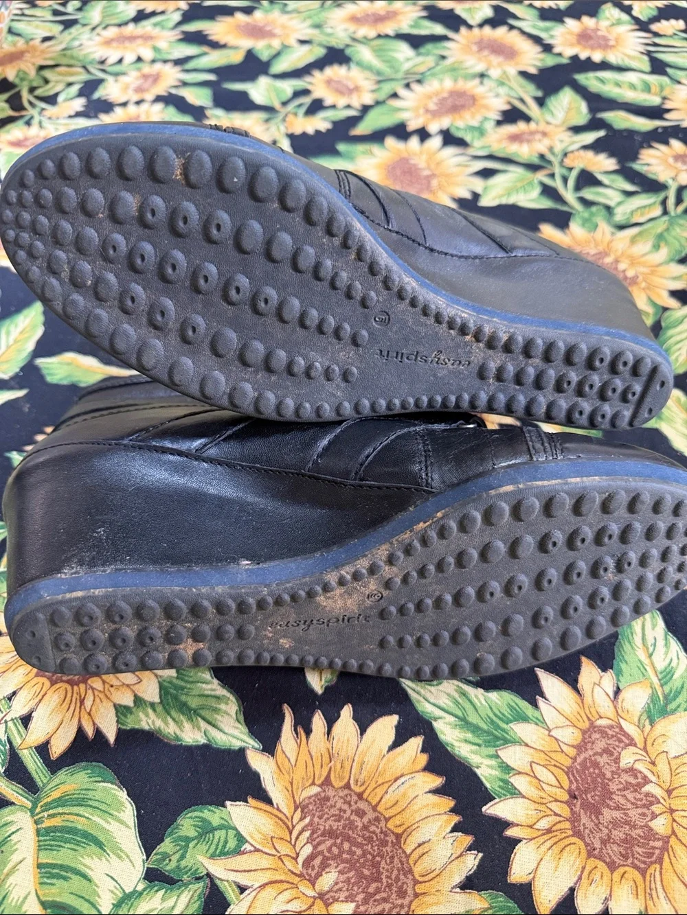 Easy Spirit Black Strappy Hook-and-Loop Ankle Booties